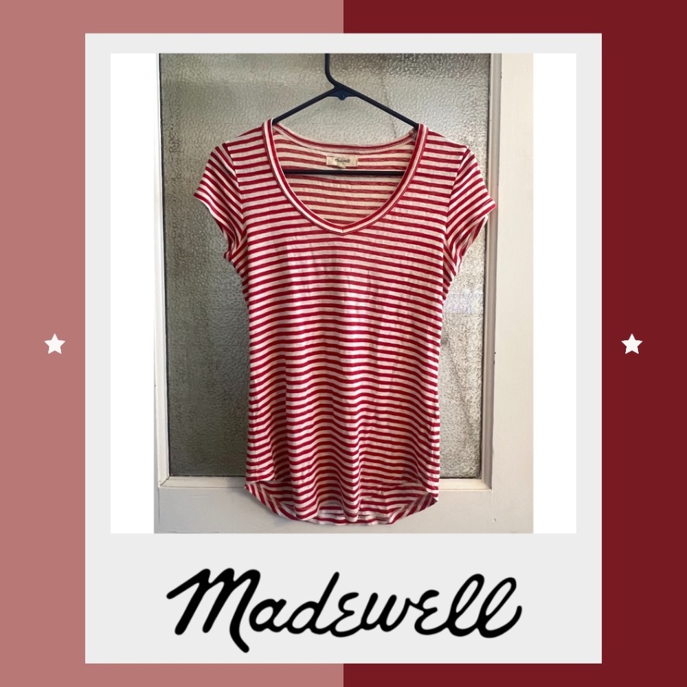 Madewell Classic Red & White Tee (Size S) ☀️